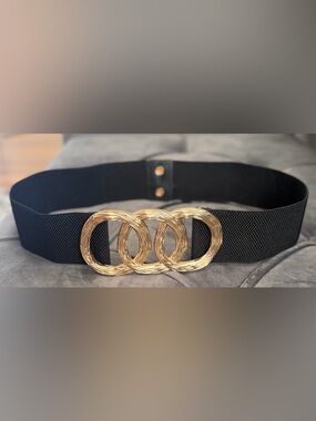 Elegant Gold and Black Women's Stretchy Stylish Waist Belt